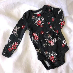 Carter’s NB Long Sleeve Black Floral Onesie